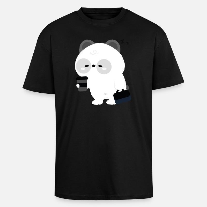 Panda Kaffeepause - Oversized Heavyweight Unisex T-Shirt - Schwarz