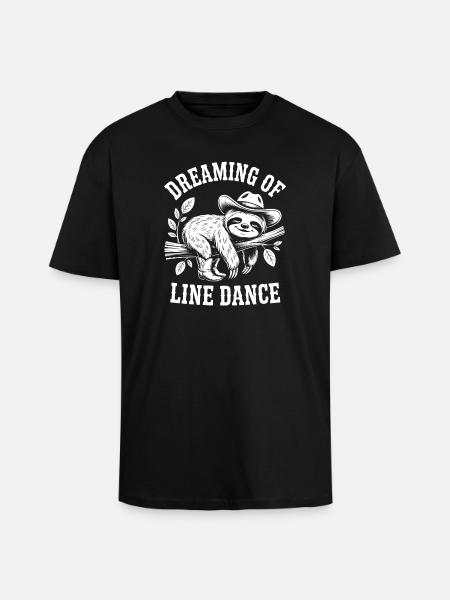 Dreaming sloth doing line dancing - Unisex Oversized Heavyweight T-shirt - black