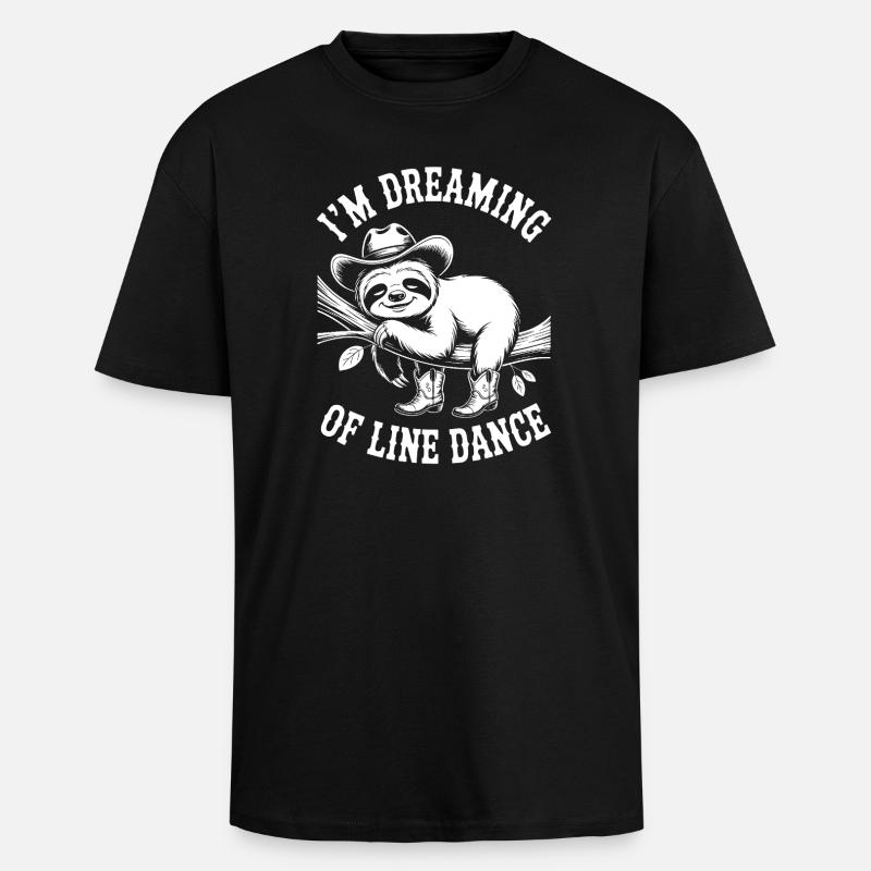 Faultier  im Line Dance Traum - Oversized Heavyweight Unisex T-Shirt - Schwarz