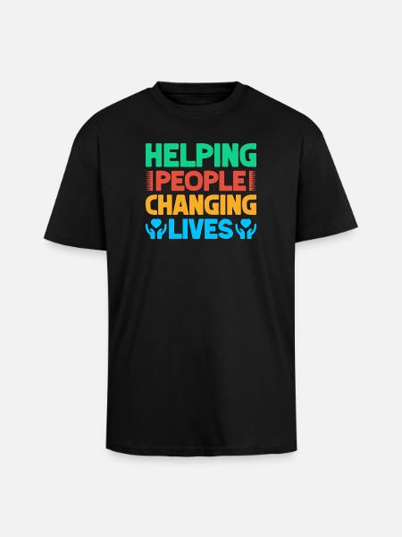 Volunteer Appreciation Helping People Changing - Unisex Oversized Heavyweight T-shirt - black