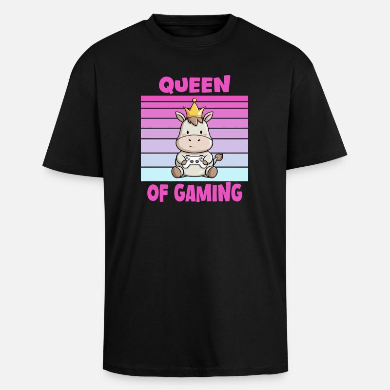 Game Queen Controller - Unisex Oversized Heavyweight T-shirt - black