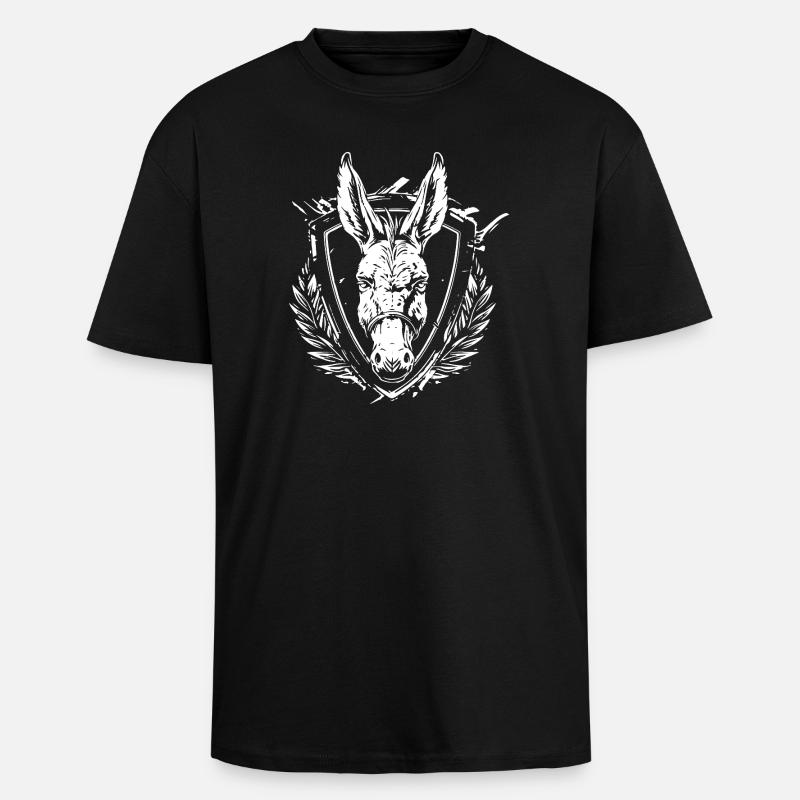 Blason du feuillage du Bouclier d’âne - T-shirt unisexe oversize épais - noir