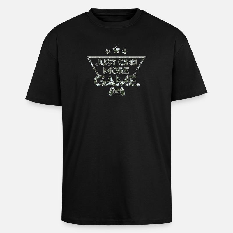 Just_one_more_game_-_camouflage_black_white - Oversized Heavyweight Unisex T-Shirt - Schwarz