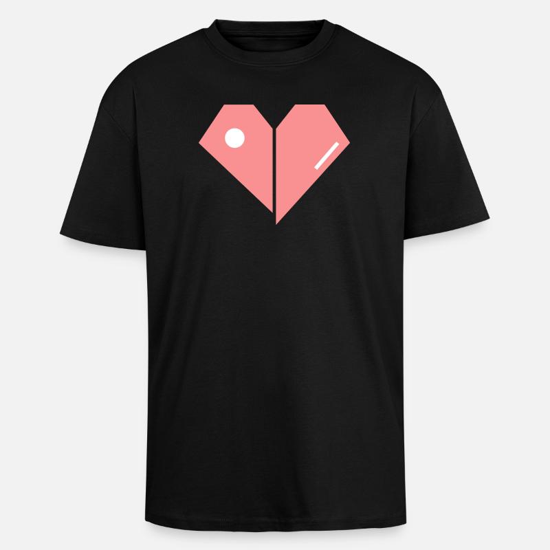 Zerbrochenes Pinkes Herz – Abstrakte Form - Oversized Heavyweight Unisex T-Shirt - Schwarz