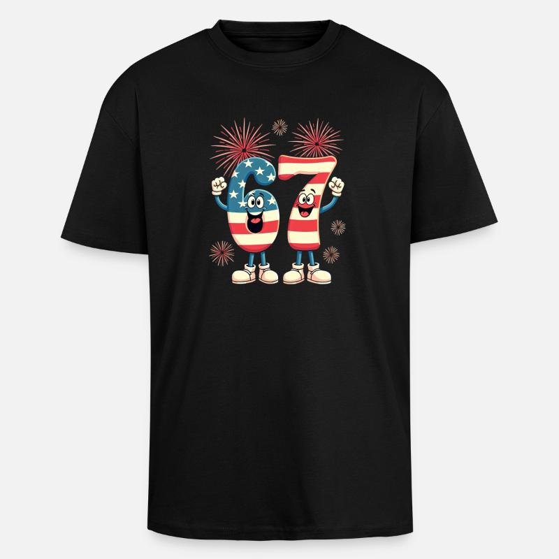 US Flag 67 Memes Six Seven - Unisex oversized heavyweight t-shirt - sort