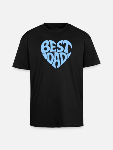 Best Dad Heart Design - Unisex Oversized Heavyweight T-shirt - black