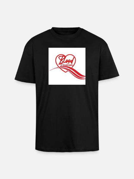 Blood Donation Heart Logo - Unisex Oversized Heavyweight T-shirt - black