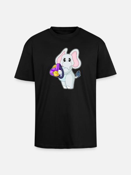 Elephant Student Backpack School - Unisex Oversized Heavyweight T-shirt - black