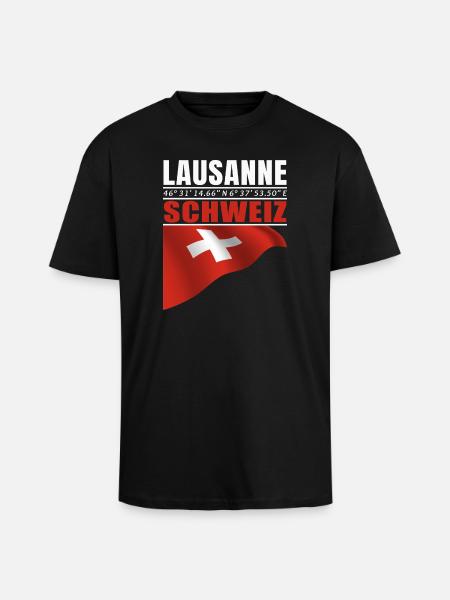 Lausanne - T-shirt unisexe oversize épais - noir