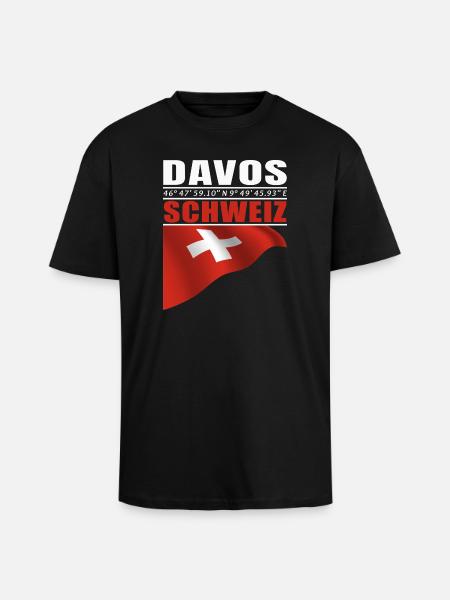 Davos - T-shirt unisexe oversize épais - noir