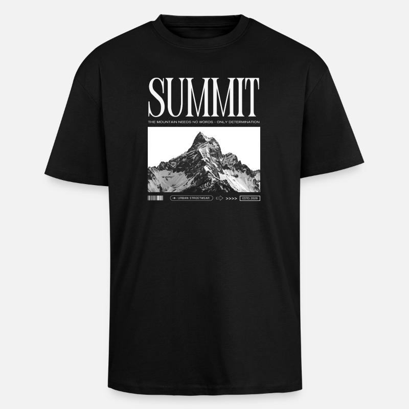 Summit - Berggipfel Berggrafik - Oversized Heavyweight Unisex T-Shirt - Schwarz