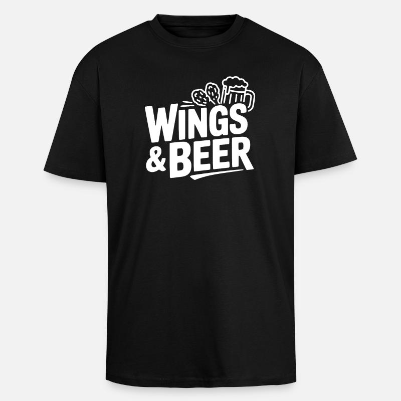 Wings and Beer - Oversized Heavyweight Unisex T-Shirt - Schwarz