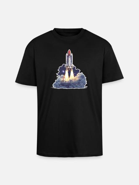 Astronomy Space Rocket Launch Exploration - Unisex Oversized Heavyweight T-shirt - black