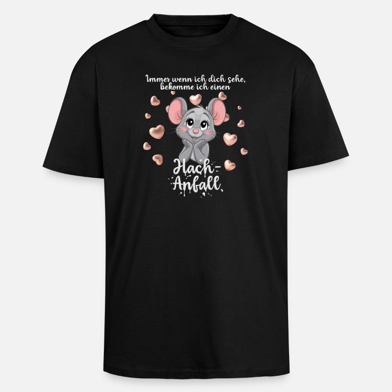 Süße Maus bekommt einen Hach-Anfall. - Oversized Heavyweight Unisex T-Shirt - Schwarz