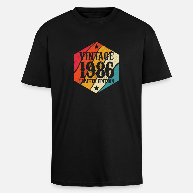 Édition limitée cadeau d’anniversaire 1986 - T-shirt unisexe oversize épais - noir