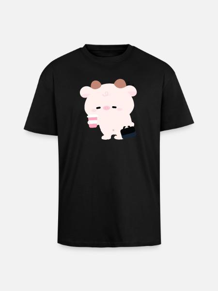 Tried Cow Coffee Run - Unisex Oversized Heavyweight T-shirt - black