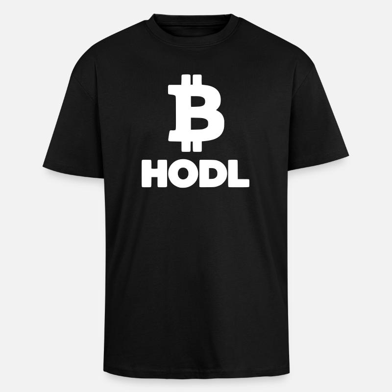 Bitcoin HODL Logo, Lettrage Crypto - T-shirt unisexe oversize épais - noir