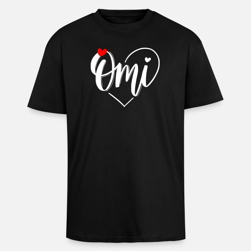 Omi Herzmonogramm mit Liebe - Oversized Heavyweight Unisex T-Shirt - Schwarz