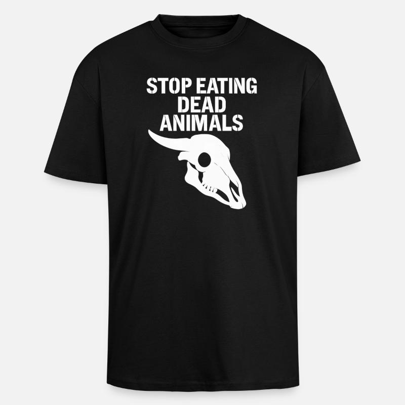 Stop Eating Dead Animals Skull - Oversized Heavyweight Unisex T-Shirt - Schwarz