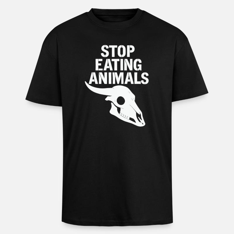 Stop Eating Animals Skull - Oversized Heavyweight Unisex T-Shirt - Schwarz