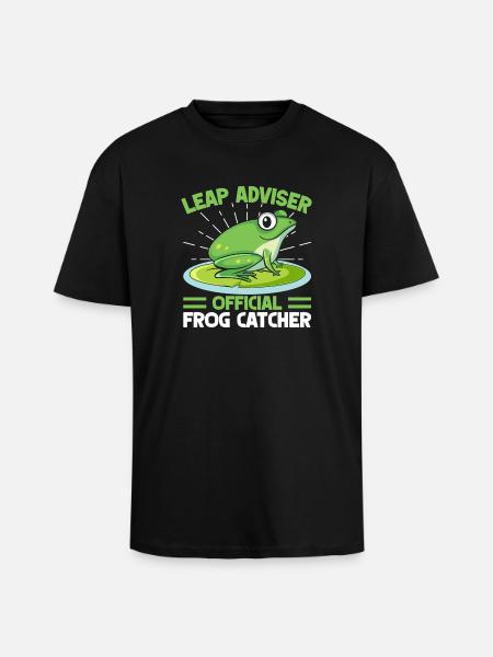 Frog Catcher Leap Adviser Frog - Unisex Oversized Heavyweight T-shirt - black