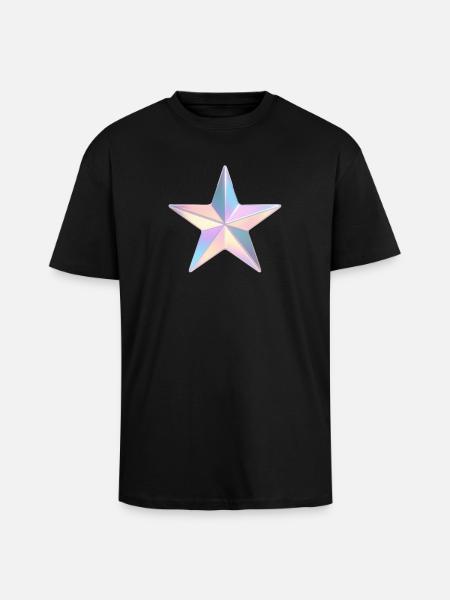 Pastel Iridezed Star - Unisex Oversized Heavyweight T-shirt - black