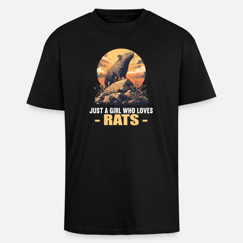Ratten Ratte - Oversized Heavyweight Unisex T-Shirt - Schwarz