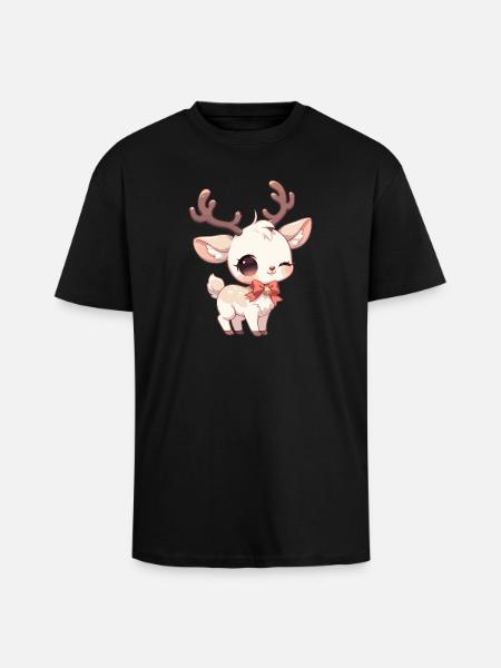 Reindeer Reindeer - Unisex Oversized Heavyweight T-shirt - black