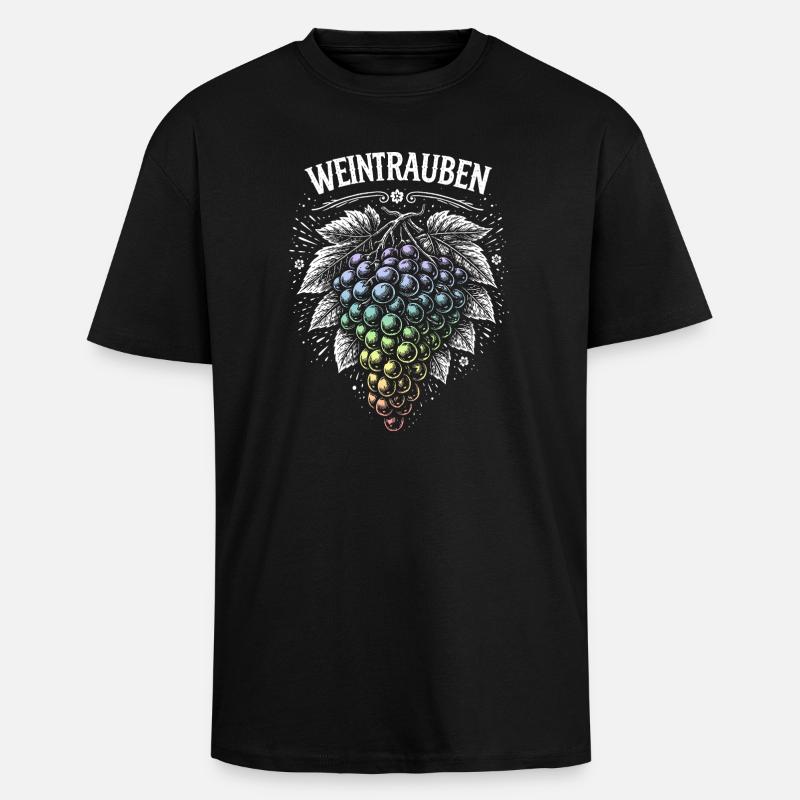 Weintrauben Regenbogen Motiv - Oversized Heavyweight Unisex T-Shirt - Schwarz