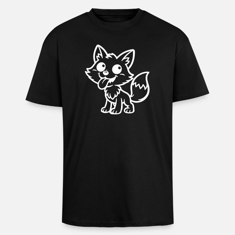 Fox Comic Funny - T-shirt unisexe oversize épais - noir