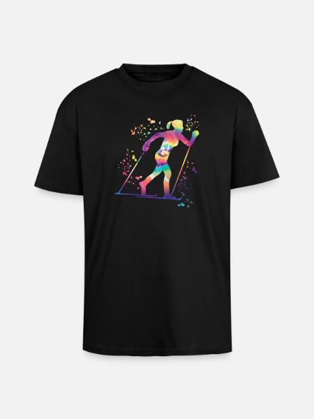 Ski de fond Ski de fond - T-shirt unisexe oversize épais - noir
