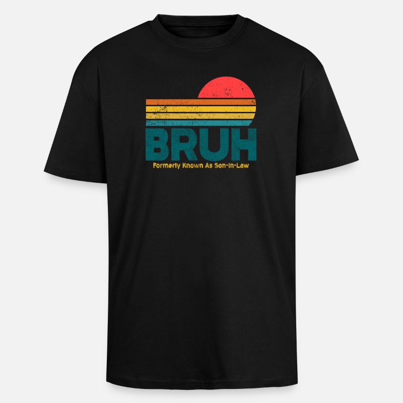 Bruh Sunset Retro Meme Design - T-shirt unisexe oversize épais - noir