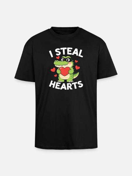 Ich stehle Herzen Alligator - Oversized Heavyweight Unisex T-Shirt - Schwarz
