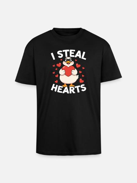 Ich stehle Herzgans - Oversized Heavyweight Unisex T-Shirt - Schwarz
