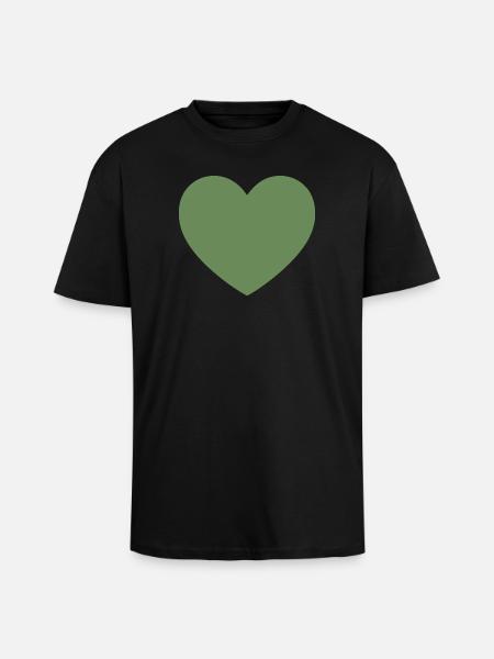 green heart green gift valentine's day - Unisex Oversized Heavyweight T-shirt - black