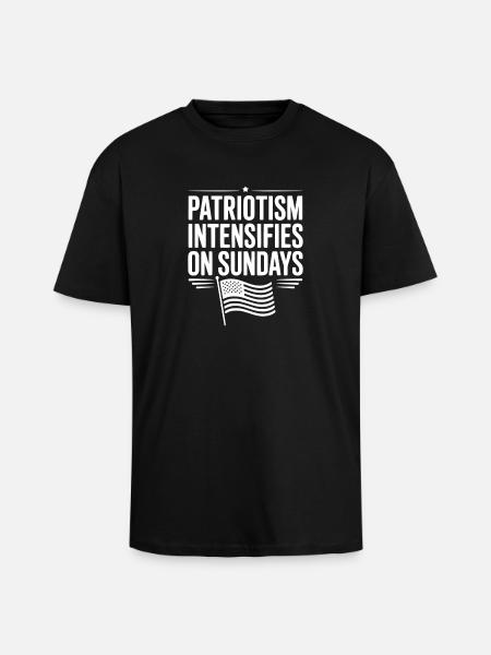 Patriotism Intensifies on Sundays - Unisex Oversized Heavyweight T-shirt - black