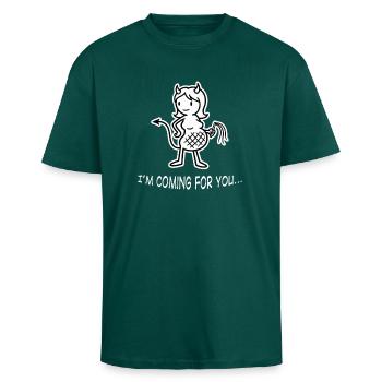 Dame in Weiß - Oversized Heavyweight Unisex T-Shirt - hunter Green - Vorne - Alina (178cm) & Michal (187cm)