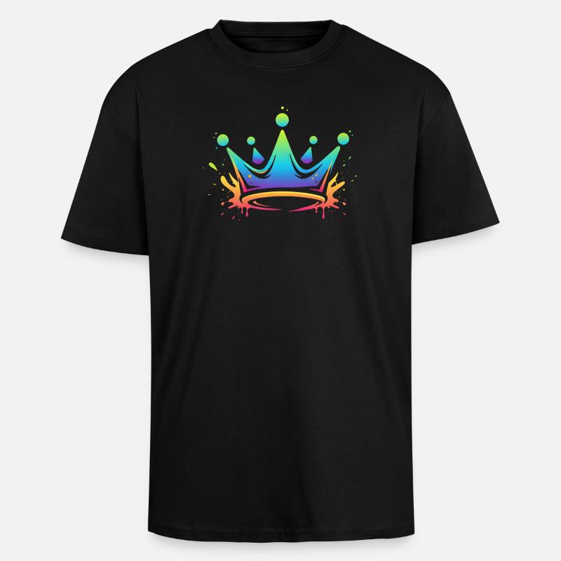 Rainbow Crowns Splash - Unisex Oversized Heavyweight T-shirt - black