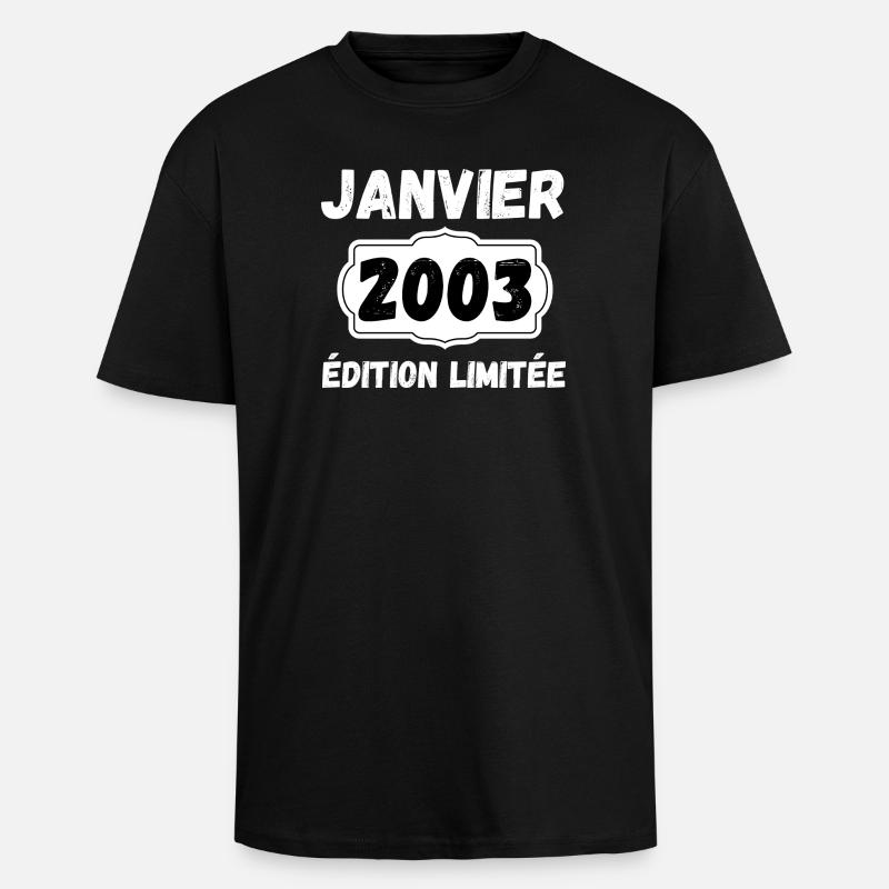 Januar 2003 Limited Edition Jubiläum - Oversized Heavyweight Unisex T-Shirt - Schwarz
