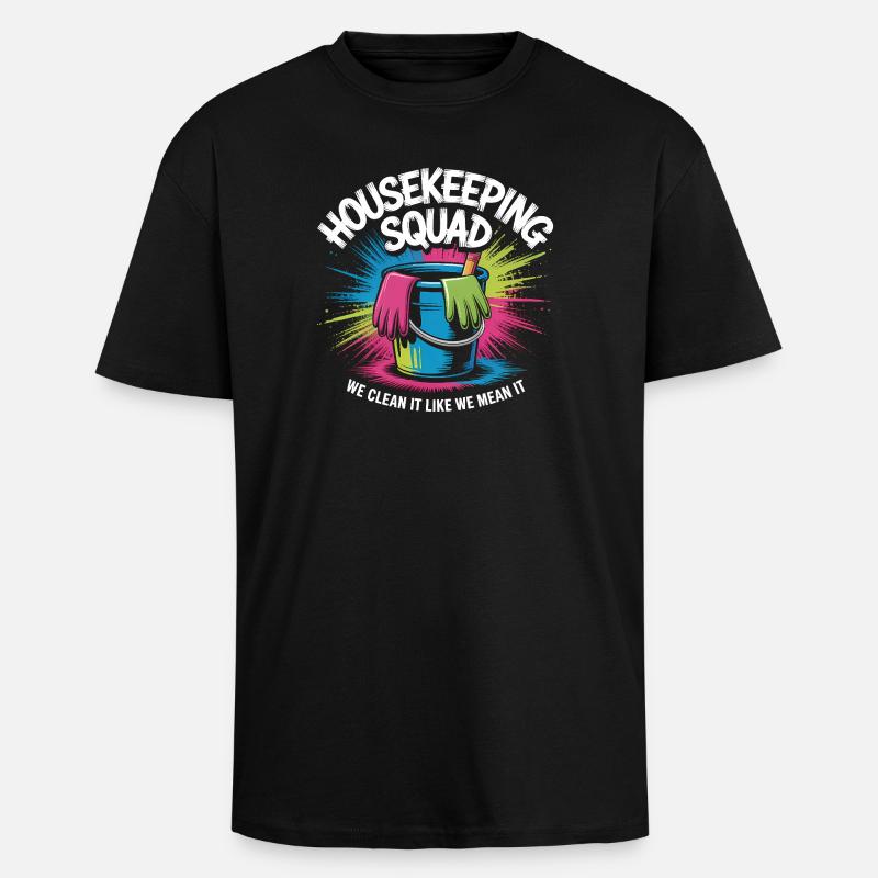 Conception de nettoyage amusante - T-shirt unisexe oversize épais - noir