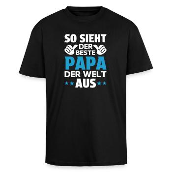 Sådan ser verdens bedste far ud - Unisex oversized heavyweight t-shirt - sort - Foran - Alina (178cm) & Michal (187cm)