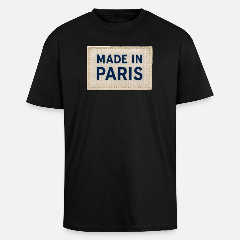 Patch Fait à Paris Tissu - T-shirt unisexe oversize épais - noir