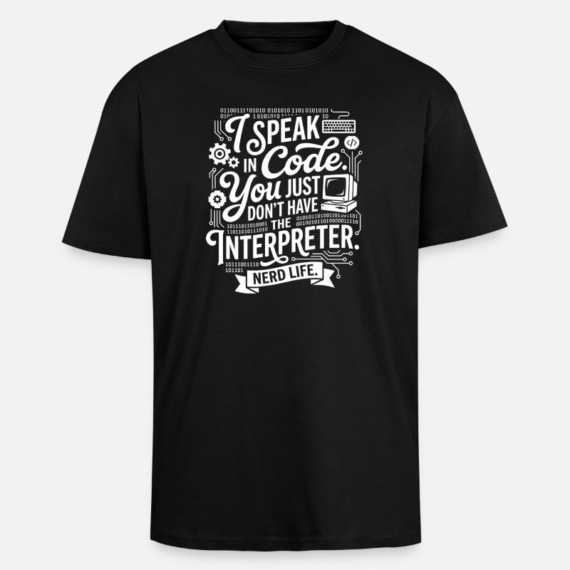 Codeflüstern Nerdleben - Oversized Heavyweight Unisex T-Shirt - Schwarz
