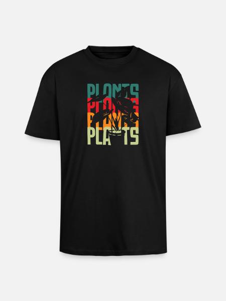 Retro plant lover home gardener - Unisex Oversized Heavyweight T-shirt - black