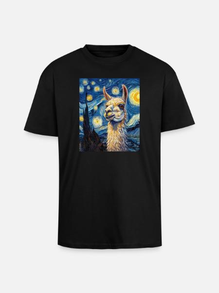 Lama Van Gogh Style - Unisex Oversized Heavyweight T-shirt - black