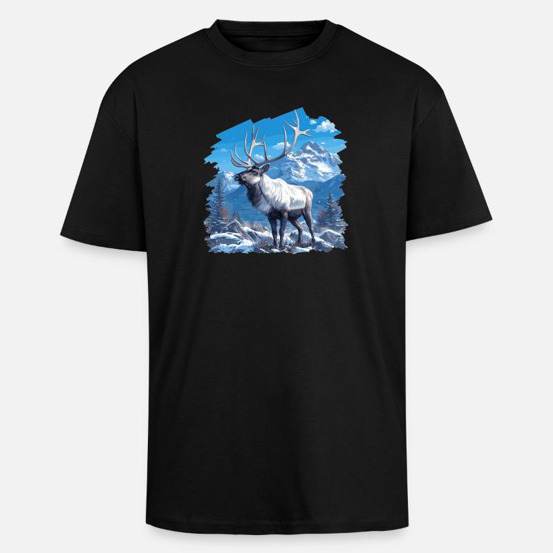 Rentiere Rentier - Oversized Heavyweight Unisex T-Shirt - Schwarz