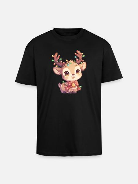 Rentiere Rentier - Oversized Heavyweight Unisex T-Shirt - Schwarz