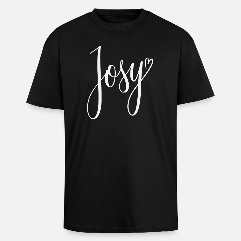 Josy Script Conception de cœurs - T-shirt unisexe oversize épais - noir