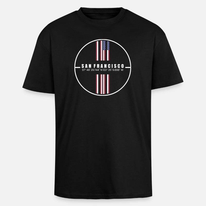 Coordonnées de San Francisco - T-shirt unisexe oversize épais - noir