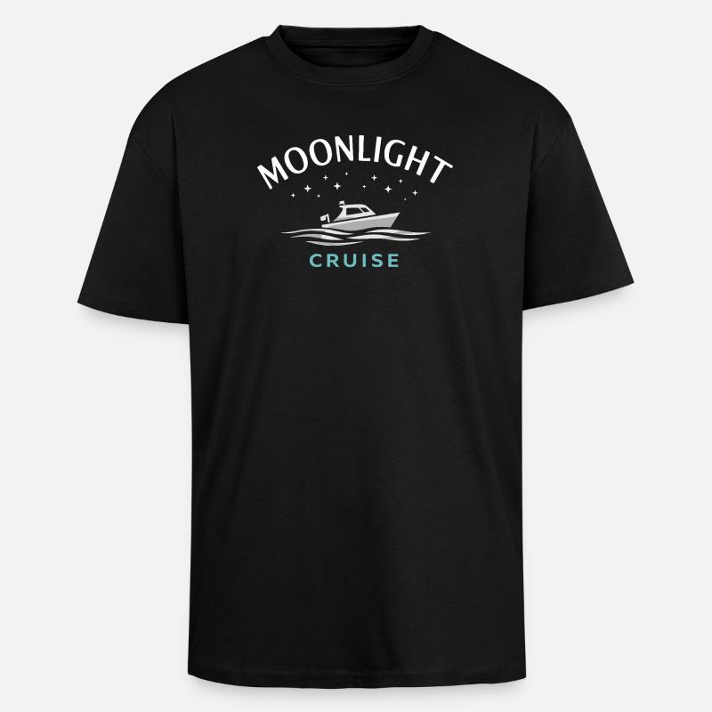 Nachtbootfahren Mit - Oversized Heavyweight Unisex T-Shirt - Schwarz